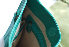Handmade vintage modern green leather small tote shoulder bag handbag for women - EverHandmade
