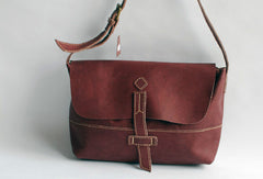 Handmade vintage rustic retro leather crossbody messenger Shoulder Bag for women