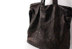 Handmade black fashion leather medium soft big tote bag shoulder bag handbag for women - EverHandmade