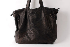 Handmade black fashion leather medium soft big tote bag shoulder bag handbag for women