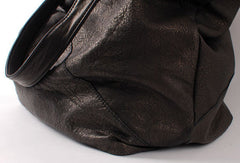 Handmade black fashion leather medium soft big tote bag shoulder bag handbag for women - EverHandmade