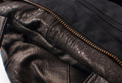 Handmade black fashion leather medium soft big tote bag shoulder bag handbag for women - EverHandmade