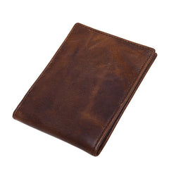 Vinatge Leather Small Mens License Wallet Bifold Card Wallet for Men