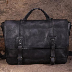 Vintage Mens Brown Leather Briefcase Messenger Bag Black Side Bag Work Bag for Men