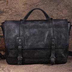 Mens Vintage Leather Gray Briefcase Handbag Coffee Messenger Bag Side WOrk Bag for Men