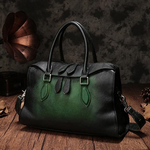 Vintage Womens Green Leather Handbag Purses Shoulder Handbag Purse Vintage Style Handbags for Ladies