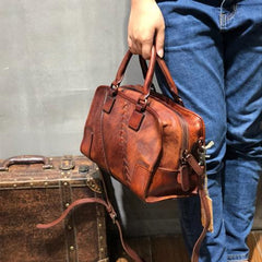 Vintage Ladies Brown Leather Handbags Shoulder Purse Black Work Handbag Purse for Women