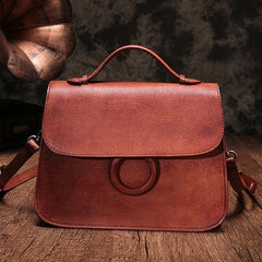 Brown Ladies Vintage Leather Shoulder Satchel Purse Handbags Green Structured Satchel Purse for Ladies