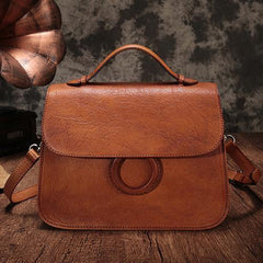 Brown Ladies Vintage Leather Shoulder Satchel Purse Handbags Green Structured Satchel Purse for Ladies