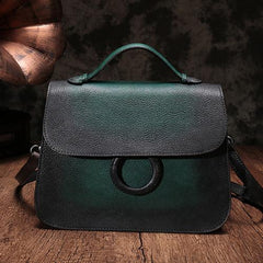 Brown Ladies Vintage Leather Shoulder Satchel Purse Handbags Green Structured Satchel Purse for Ladies