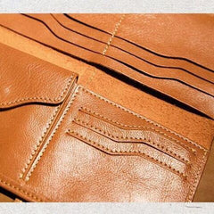 Slim Mens Black Leather Long Wallet Bifold Fashion Brown Long Wallet for Men