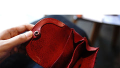 Vintage Women Red Leather Billfold Wallet Lace Coin Wallet Change Wallet For Women