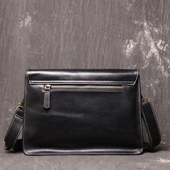 Vintage Black LEATHER MENS Ipad Courier Bag - Stitching Detail