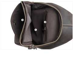 Black Leather Sling Backpack Mens Sling Pack - Interior View