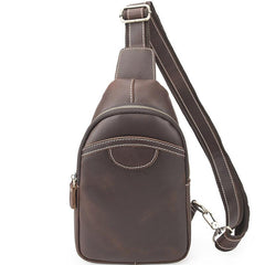 Black Leather Sling Backpack Mens Sling Pack - Size Detail