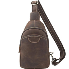 Black Leather Sling Backpack Mens Sling Pack - Lifestyle View