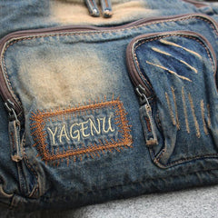 Vintage Blue Mens Casual Side Bag Messenger Bag Jean Blue Postman Bags Courier Bag For Men