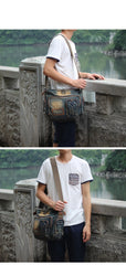 Vintage Blue Mens Casual Side Bag Messenger Bag Jean Blue Postman Bags Courier Bag For Men