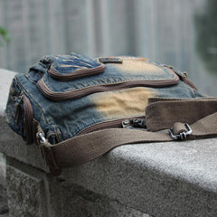 Vintage Blue Mens Casual Side Bag Messenger Bag Jean Blue Postman Bags Courier Bag For Men