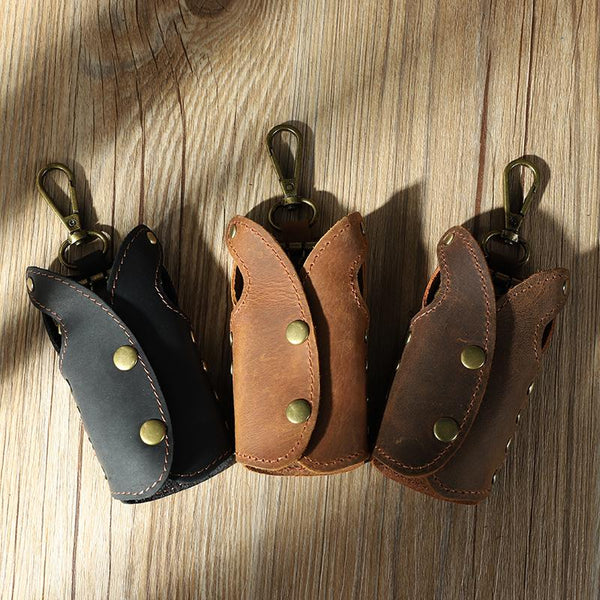 Vintage Leather Mens Key Wallet Car Key Holders with Belt Clip for Men