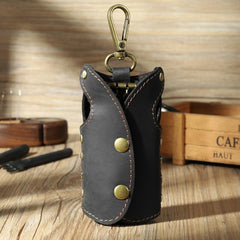 Vintage Brown Leather Mens Key Wallet Car Key Holders with Belt Clip for Men