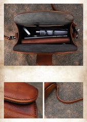 Vintage Red Leather Womens Box Shoulder Bag - Size Detail