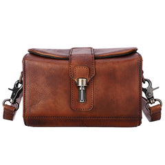 Vintage Red Leather Womens Box Shoulder Bag - Lifestyle View