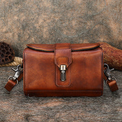 Vintage Leather Womens Box Shoulder Bag School - Wallet Flat Lay