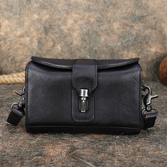 Vintage Brown Leather Womens Box Shoulder Bag - Chain Attachment