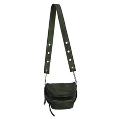 Vintage Green Leather Womens Saddle Shoulder Bag Saddle Crossbody Purse for Women