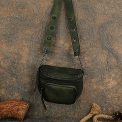 Vintage Coffee Leather Womens Saddle Shoulder Bag - Size Detail