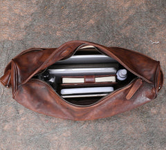 Vintage Black Gray Mens Sling Bag Leather - Bill Slots Detail