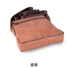 Vintage Coffee LEATHER MEN'S Small Side bag - Stitching Detail