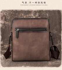 Vintage Coffee LEATHER MEN'S Small Side bag - Chain Detail