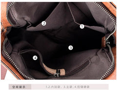 Vintage Coffee LEATHER MEN'S Small Side bag - Leather Texture Detail