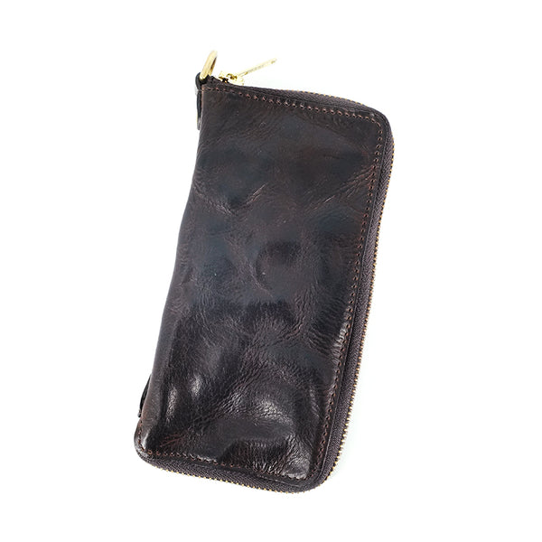Vintage Coffee Leather Zip Wallet Womens Zip - Back View