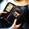 Vintage Coffee Leather Zip Wallet Womens Zip Around Wallets Ladies Zipper Clutch Wallet for Women