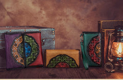 Vintage Floral Tan Leather Wristlet Wallets Womens Zip Around Wallet Floral Ladies Zipper Clutch Wallets for Women