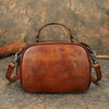 Vintage Brown Leather Womens Around Handbag Shoulder Bags Crossbody Purse for Women