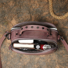 Vintage Leather Womens Around Handbag Shoulder Bags Crossbody Purse for Women