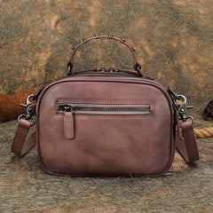 Vintage Brown Leather Womens Around Handbag Shoulder Bags Crossbody Purse for Women