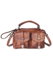 Vintage Green Leather Womens Satchel Shoulder Bags - Full View