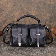 Vintage Leather Womens Satchel Shoulder Bag Handbag - Overall View