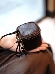 Vintage Green Leather Wristlet Wallet Cube Zip Clutch Wallet Womens Tan Ladies Zip Around Wallets for Women