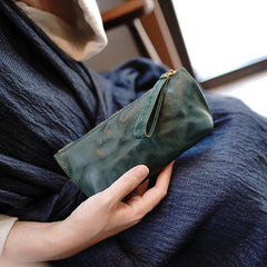 Vintage Black Leather Wristlet Wallet Womens Zip Around Wallets Black Ladies Zipper Clutch Wallet for Women