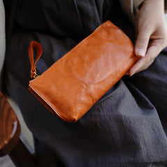 Vintage Black Leather Wristlet Wallet Womens Zip Around Wallets Black Ladies Zipper Clutch Wallet for Women