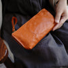 Vintage Red Leather Wristlet Wallet Womens Zip Around Wallets Red Ladies Zipper Clutch Wallet for Women