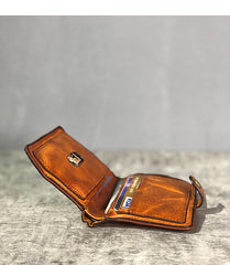 Vintage Handmade Black Leather Mens billfold Leather Wallet Men Tan Bifold Small Wallets for Men
