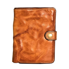 Vintage Handmade Black Leather Mens billfold Leather Wallet Men Tan Bifold Small Wallets for Men
