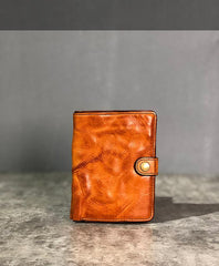 Vintage Handmade Black Leather Mens billfold Leather Wallet Men Tan Bifold Small Wallets for Men